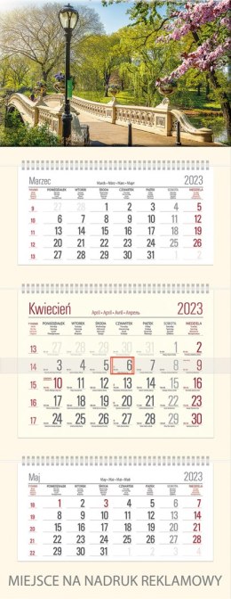 Kalendarz Trójdzielny z główką (T03) PARK - krem 2023 TELEGRAPH