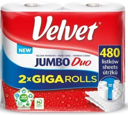 Nowy indeks rek0005 Ręcznik VELVET JUMBO DUO (2) 2warstwy 2x240listków 5300012