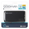 Powerbank, przenośna ładowarka Platinet 12000mAh 2,1A polymer USB + LCD BLACK PMPB12PLB