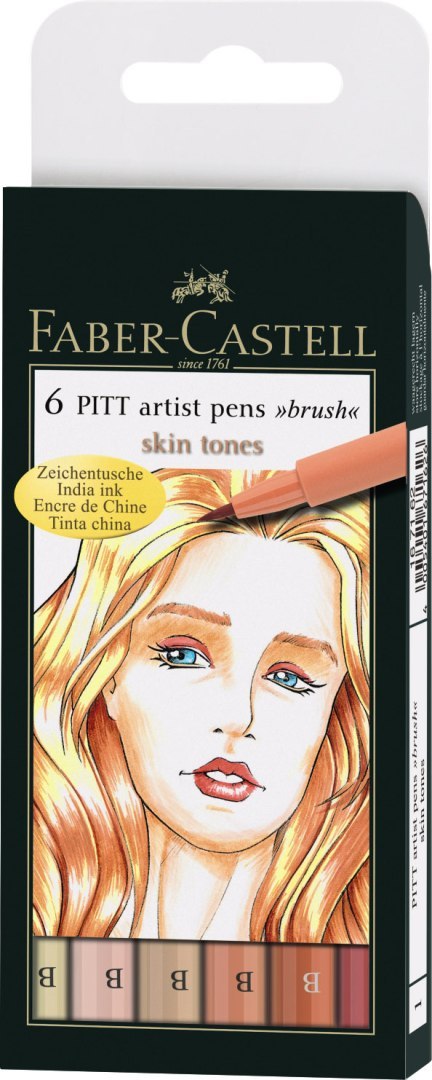 Kpl.cienk.PITT ART. PEN SKIN 6sztuk w etui 167162FC FABER-CASTELL