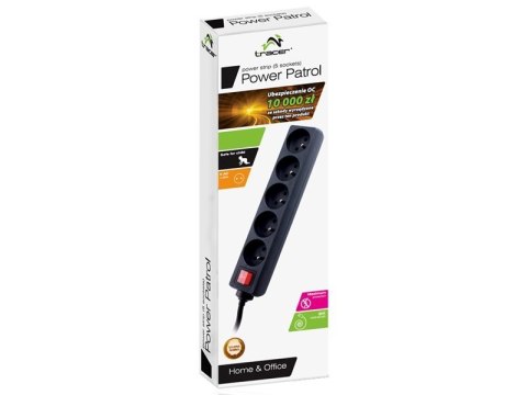 Listwa zasilająca TRACER PowerPatrol czarna 5m 5 gniazd TRL-100C TRALIS20729