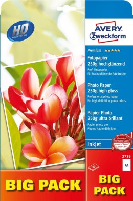 Papier foto wysokobłyszczący 2739 270g A4 40ark 270g, Big Pack, biały, Avery Zweckform