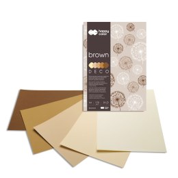 Blok Deco Brown A4, 170g, 20 ark, 5 kol. tonacja brązowa, Happy Color HA 3717 2030-072