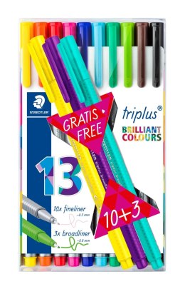 Cienkopis triplus, trójkątny, 0.3 mm, 13 kol. (10+ 3 x 338 gratis), Staedtler S 334 TB13