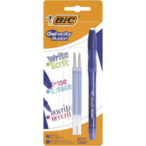 Długopis wymazywalny BIC Gel-ocity Illusion niebieski Blister 1+2szt, 944017