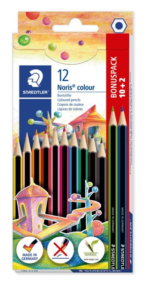 Kredki Noris colour, sześciokątne, 12 kol. (10+2 gratis), Staedtler S 185 C12P