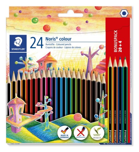 Kredki Noris colour, sześciokątne, 24 kol. (20+4 gratis), Staedtler S 185 C24P