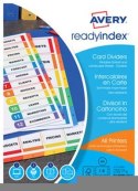 Przekładki ReadyIndex ze spisem treści do zadruku, A4, 225 x 297 mm, 1-5, 5 kolorów, AVERY ZWECKFORM, 1733501