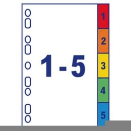 Przekładki ReadyIndex ze spisem treści do zadruku, A4, 225 x 297 mm, 1-5, 5 kolorów, AVERY ZWECKFORM, 1733501