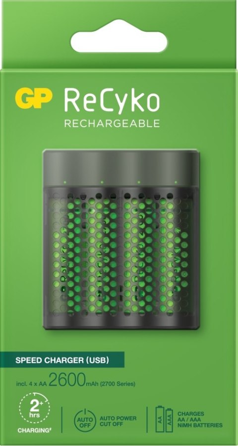 Ładowarka GP ReCyko do akumulatorów NiMH (4 x AA 2600mAh), USB GP Batteries M451 270AAHCE-EB4