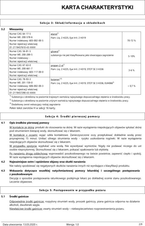 Preparat do czyszczenia powierzchni Alkohol 70%+ 1000ml DEZYNFEKCJA