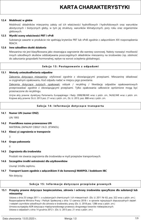 Preparat do czyszczenia powierzchni Alkohol 70%+ 1000ml DEZYNFEKCJA