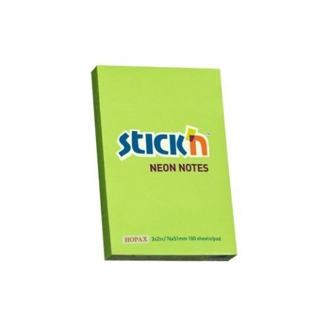 Bloczek STICKN 76x51mm zielony neon 100k 21163 STICKN