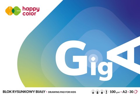 Blok rysunkowy GigA biały, A2, 30 ark, 100g, Happy Color HA 3710 4060-00