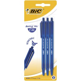 Długopis BIC Round Stic Clic niebieski Blister 3szt, 926374