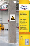 Et.do trudnych powierzchni L7871-20 25,4x10 20ar papierowe, białe, Avery Zweckform