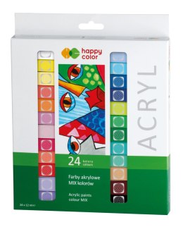 Farba akrylowa hobby, zestaw 24 kolorów x 12 ml, Happy Color HA 7370 0012-H24