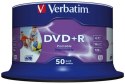 Płyta DVD+R VERBATIM 43512 16x 4,7GB (50)t cake AZO Wide Inkjet Printable