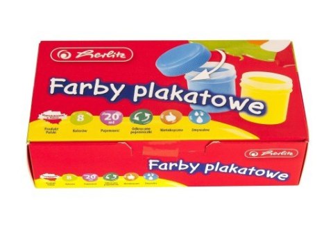 Farby plakatowe szkolne 20ml 8 kolorów 0009560418 HERLITZ