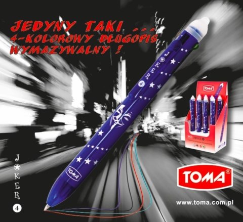 (WYCOFANE) Długopis wymazywalny JOKER 4kol TO-080 TOMA