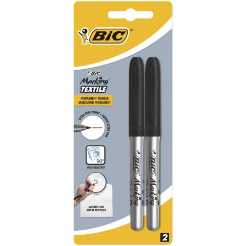 Marker do tekstyliówBIC Textile 0,9mm czarny Blister 2szt, 933872