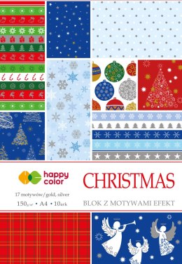 Blok CHRISTMAS z efektami, 150 g/m2, A4, 10 ark, 17 motywów, Happy Color HA 3815 2030-X