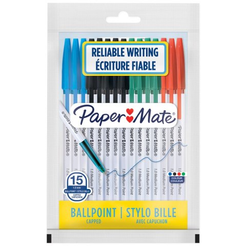 Długopis ze skuwką Paper Mate 045 medium (1,0 mm) różnee 15 szt. 2108173