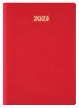 Kalendarz A-5 BEST CLASSIC książkowy (C3), 18 - czerwony linea / naklejka laminat 2023 TELEGRAPH