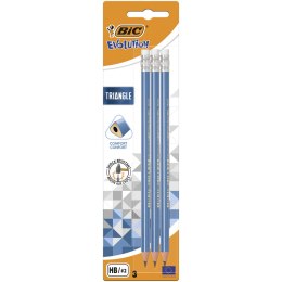 Ołówek trójkątny z gumką BIC Evolution Triangle Blister 3szt, 964848