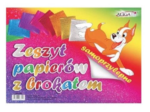 Zeszyt papierów brokat.samoprz.17x25cm 8kol.ZPBS-6389 ALIGA