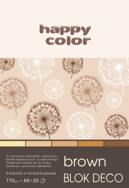 Blok DECO BROWN HAPPY COLOR A5 20ark.170g 5 kolorów HA 3717 1520-072