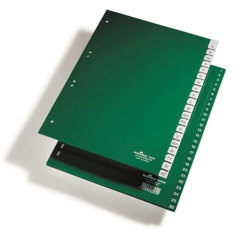 Przekładki A4 zielone, zgrzane wymienne indek sy, A-Z Zielony 620005 DURABLE