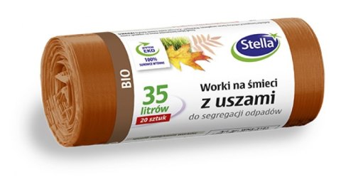 Worki do seg.odp.BIO brązowe z uszami LDPE 35l (20szt.) STELLA 032181