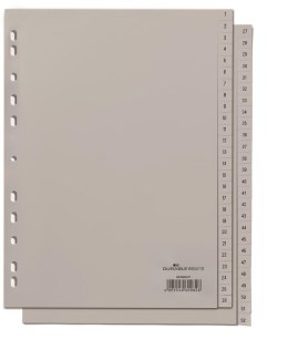 Przekładki PP A4 szare, nadr. indeks, dwie se kwencje Szary 650410 DURABLE