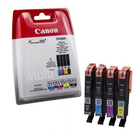 Tusz CANON (CLI-551) cza+nieb+purp+żół 4 szt