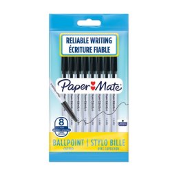 Długopis ze skuwką Paper Mate 045 fine (0,7 mm) czarny, blister 8szt 2084376