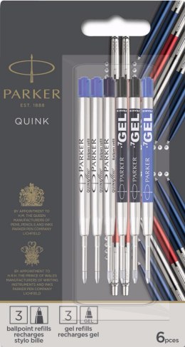 Wkłady do długopisów QUINKFLOW mix - 6szt. na blistrze (do długopisu: 2 niebieskie + 1 czarny, żelowe: 2 czarne + 1 niebieski) 2