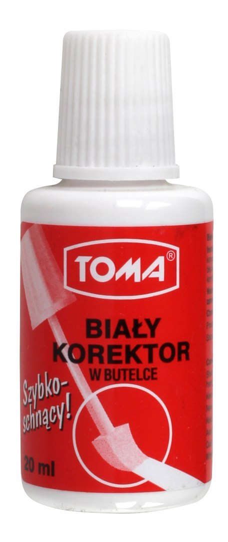 Korektor w płynie, w buteleczce z gąbką, 20ml biały TO-018 Toma (X)
