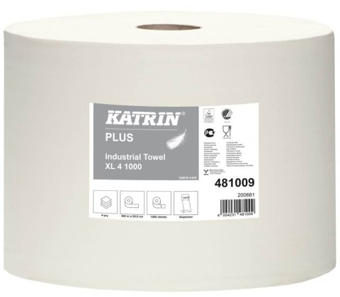 Czyściowo papierowe KATRIN PLUS XL 4 1000I, 481009, opakowanie: 1 rolka