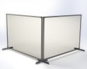 Osłona ochronna 60x65 pleksi bezbarwne, rama aluminiowa, metalowa podstawa czerwona