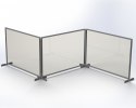 Osłona ochronna 60x65 pleksi bezbarwne, rama aluminiowa, metalowa podstawa czerwona