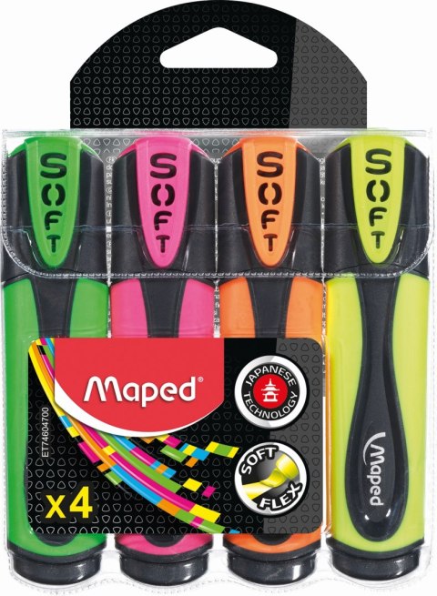 Zakreślacz FLUO PEPS ULTRA mix 4 szt.etui 746047 MAPED