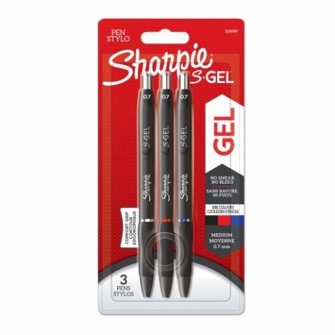 Pióro żelowe Sharpie S-GEL blister, 3 szt (niebieski,czarny,czerwony) 2136596