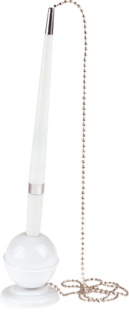 Długopis plastikowy z podstawką i metalowym łańcuszkiem biały 0,7mm LAMIDA A01.2200.00