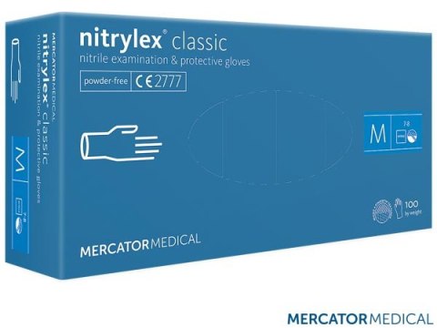 Rękawice nitrylowe M (100) niebieskie NITRYLEX MERCATOR MEDIAL 8%VAT