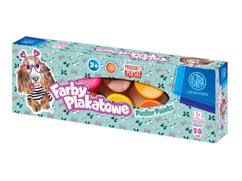 Farby plakatowe Pieski 12 kolorów 20 ml ASTRA, 301221009