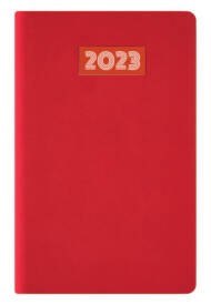 Kalendarz A-6 Notesowy CLASSIC książkowy (C4), 18 - czerwony linea / naklejka laminat 2023 TELEGRAPH