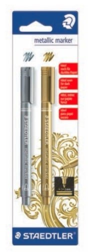 Marker metaliczny Metallic marker, okragła końcówka, 2 kol.(11, 81) na blisterze, Staedtler S 8323 BK2