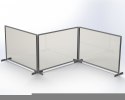 Osłona ochronna 100x65 pleksi bezbarwne, rama aluminiowa, metalowa podstawa czerwona