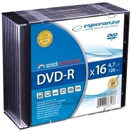 Płyta DVD-R ESPERANZA 4,7GB x16 SLIM CASE 10szt 1112